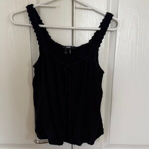 PAIGE Black Lace-Edge Tank with Scoop Neck